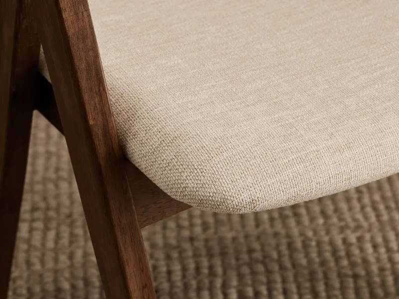Gaudi Hardwood Dining Chair | Rustic Walnut | Beige Fabric