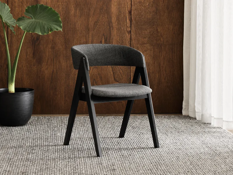 Gaudi Hardwood Dining Chair | Black | Charcoal Fabric