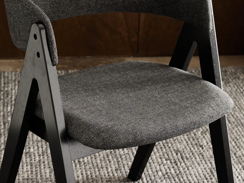 Gaudi Hardwood Dining Chair | Black | Charcoal Fabric