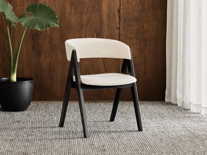 Gaudi Hardwood Dining Chair | Black | Beige Fabric