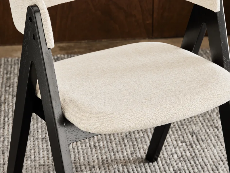 Gaudi Hardwood Dining Chair | Black | Beige Fabric