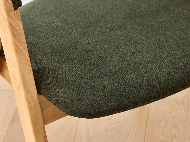 Gaudi Hardwood Dining Chair | Natural | Green Fabric