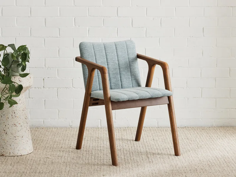 Elm Hardwood Dining Chair | Rustic Walnut | Grey