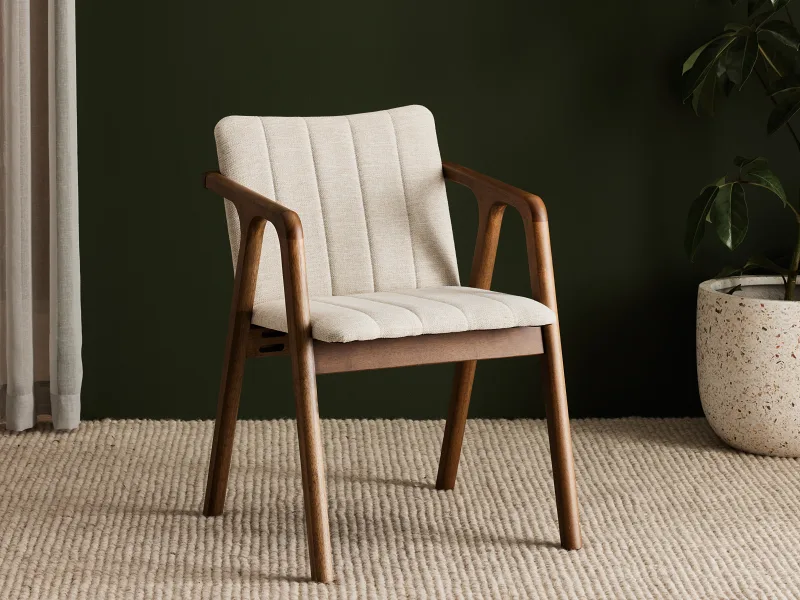 Elm Hardwood Dining Chair | Rustic Walnut | Beige