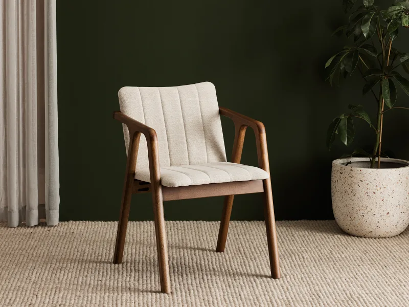 Elm Hardwood Dining Chair | Rustic Walnut | Beige