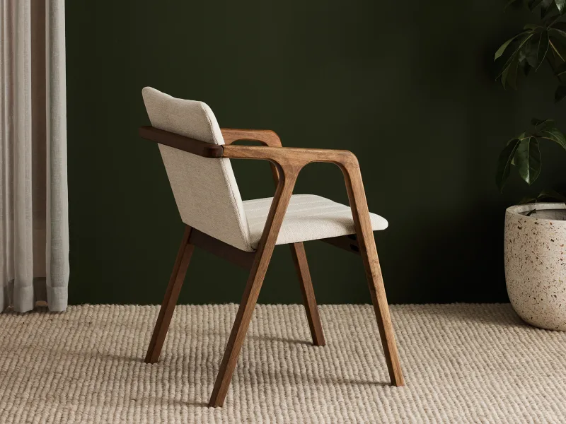 Elm Hardwood Dining Chair | Rustic Walnut | Beige