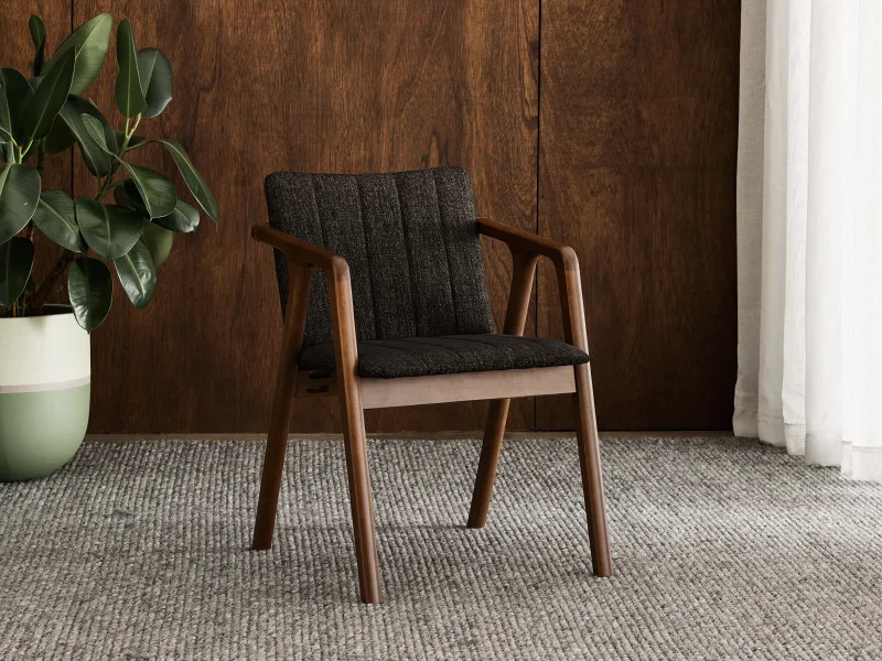 Elm Hardwood Dining Chair | Rustic Walnut | Black