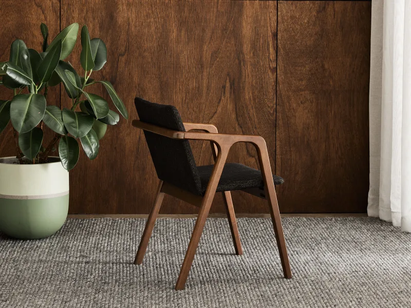 Elm Hardwood Dining Chair | Rustic Walnut | Black