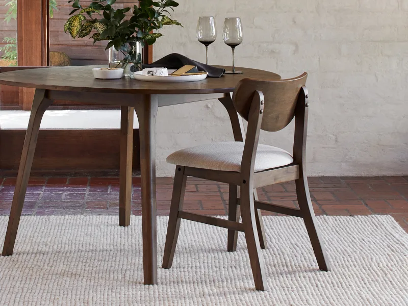 Soho Hardwood Dining Chair | Rustic Walnut | Beige Fabric