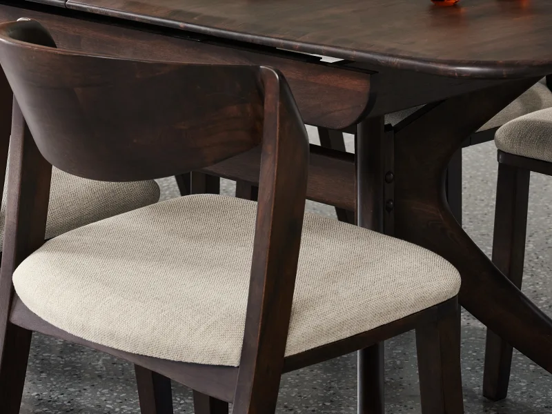 Villa Hardwood Dining Chair | Arabica Walnut | Beige Fabric