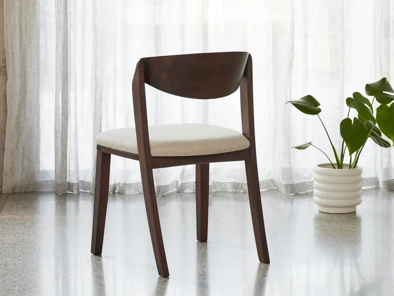 Villa Hardwood Dining Chair | Arabica Walnut | Beige Fabric