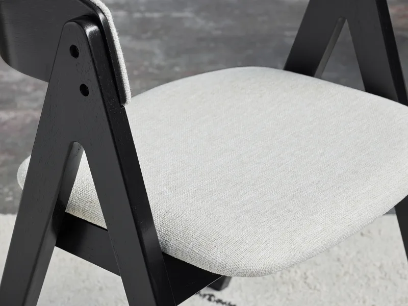 Gaudo Hardwood Dining Chair | Black | Beige Fabric