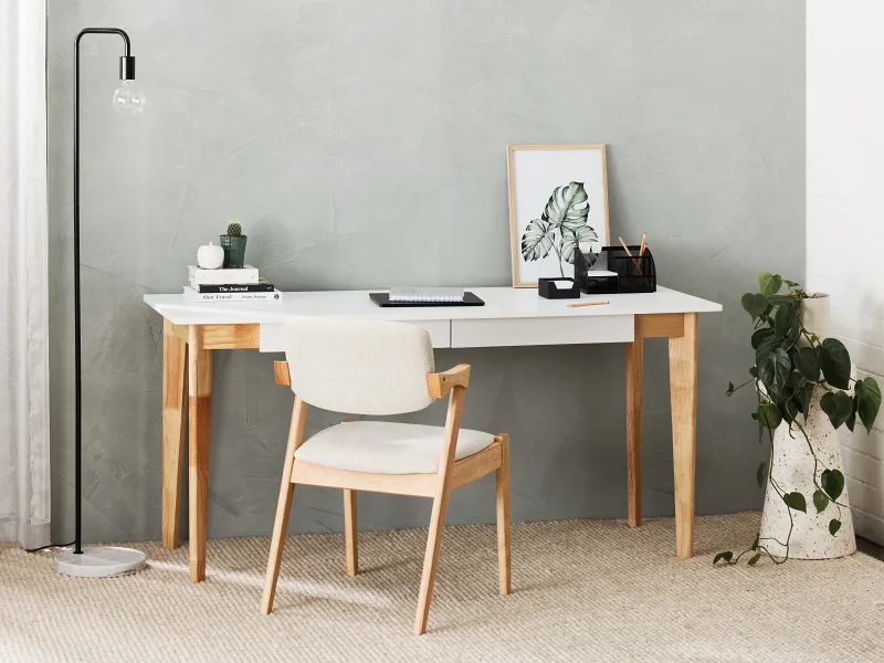 Byron Office Desk | 2 Drawer | Natural Hardwood