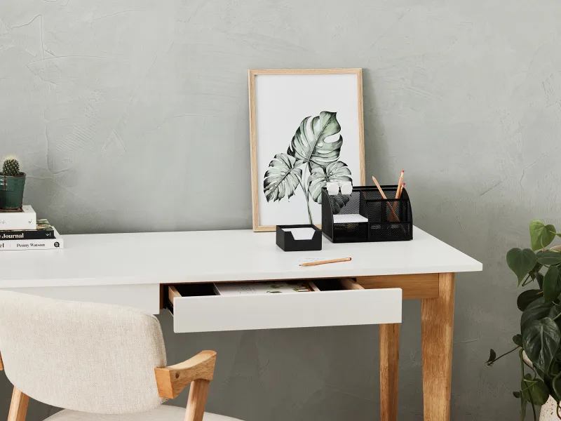 Byron Office Desk | 2 Drawer | Natural Hardwood
