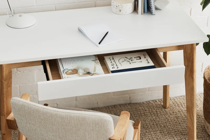 Byron Office Desk | 1 Drawer | Natural Hardwood
