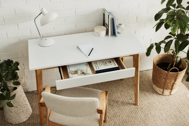 Byron Office Desk | 1 Drawer | Natural Hardwood