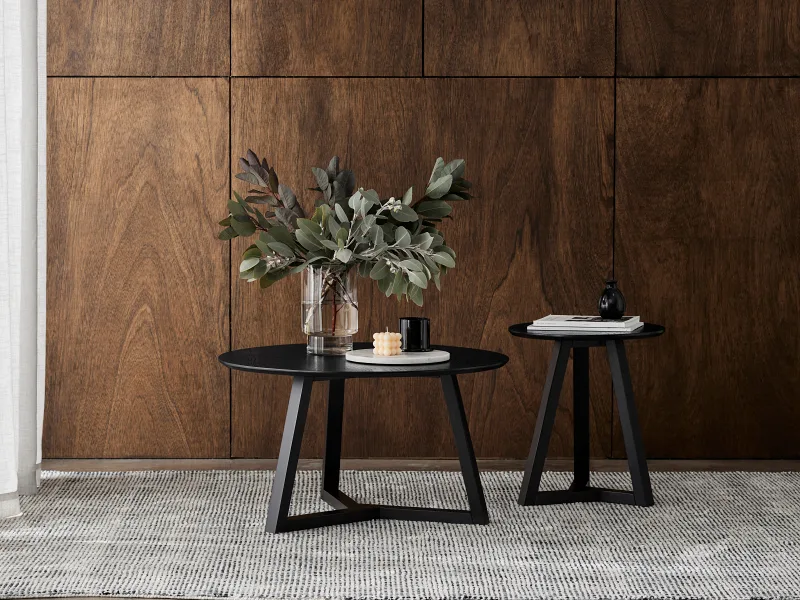 Cannes Round Hardwood Coffee Table | Black