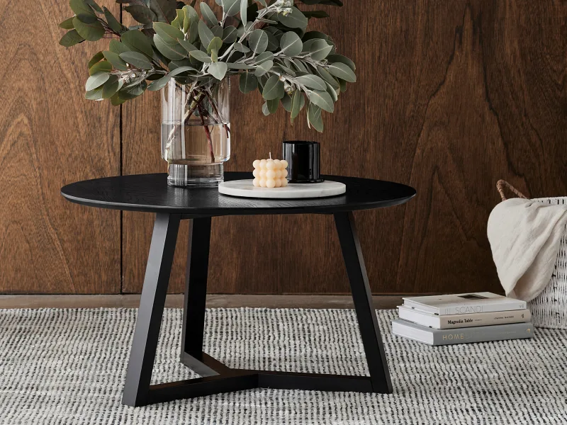 Cannes Round Hardwood Coffee Table | Black
