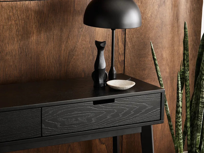 Cannes Hardwood Console Table | 2 Drawer | Black