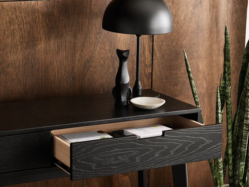 Cannes Hardwood Console Table | 2 Drawer | Black