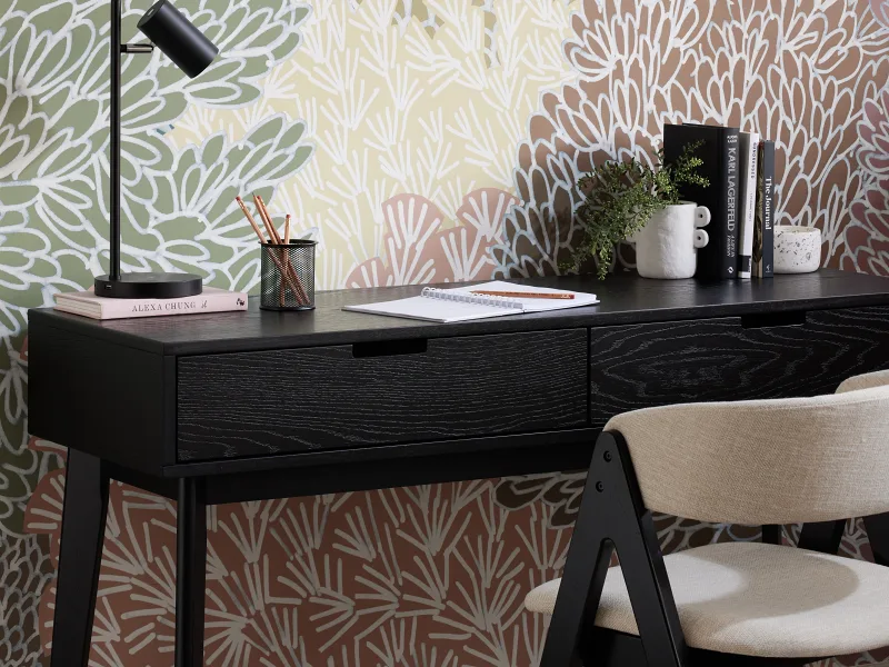 Cannes Office Desk | 2 Drawer | Black Hardwood