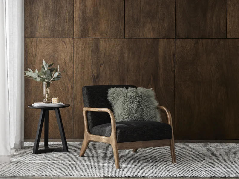 Cannes Round Hardwood Side Table | Black
