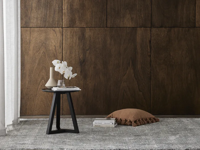 Cannes Round Hardwood Side Table | Black
