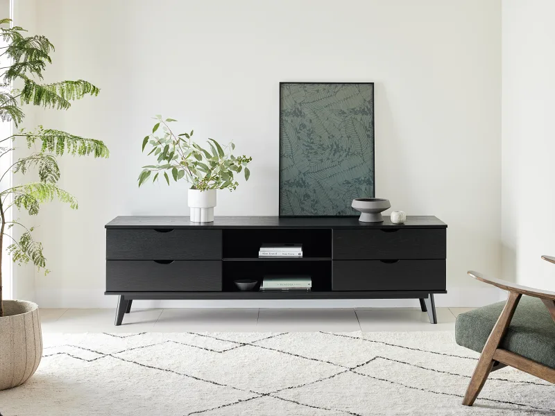 Cannes Hardwood TV Unit | Entertainment Unit | Black