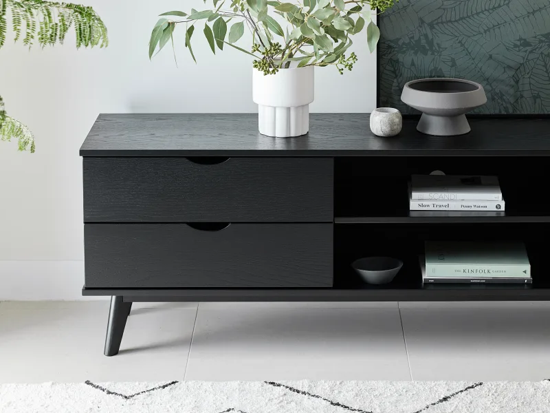 Cannes Hardwood TV Unit | Entertainment Unit | Black