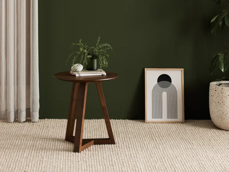 Franki Hardwood Round Side Table | Rustic Walnut