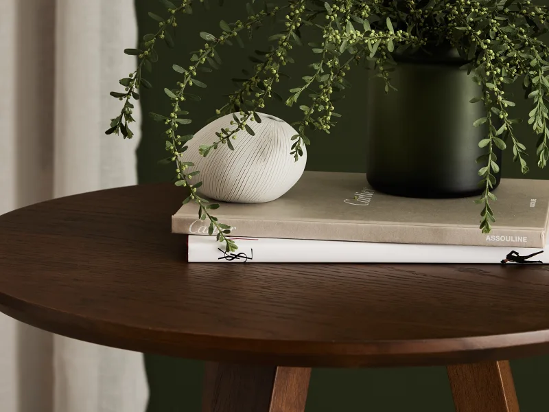Franki Hardwood Round Side Table | Rustic Walnut