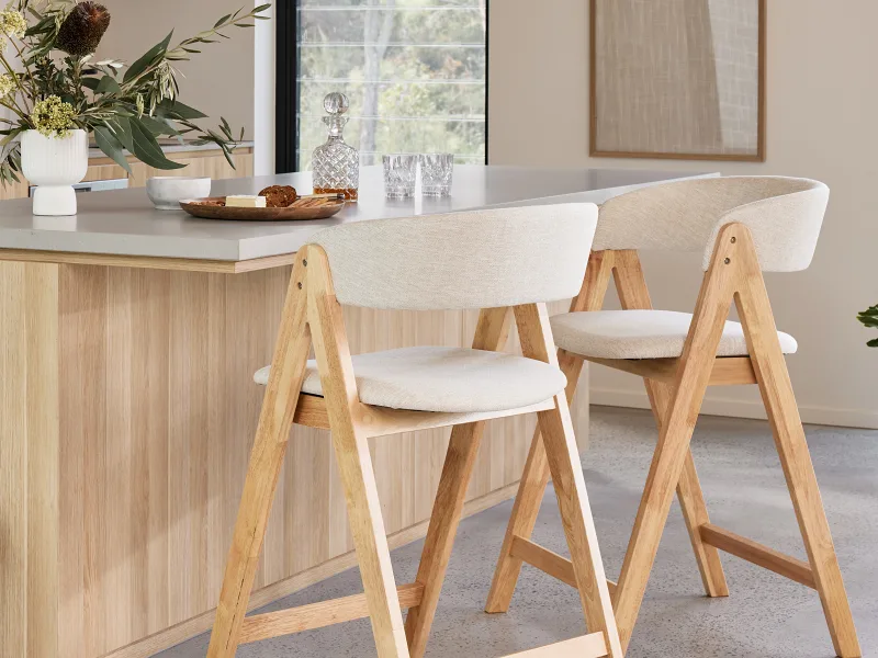 Gaudi Hardwood Counter Bar Stool | Natural | Beige
