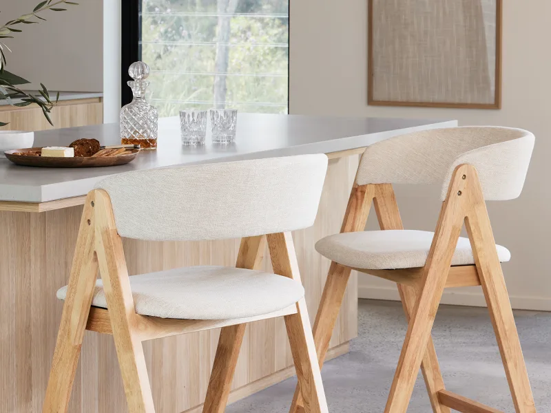 Gaudi Hardwood Counter Bar Stool | Natural | Beige