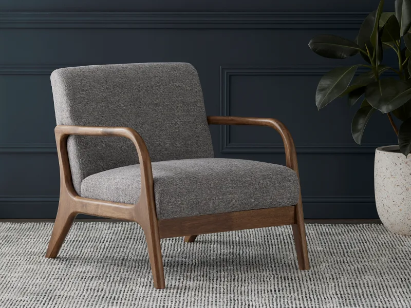 Paris Grey Occasional Chair | Rustic Walnut | Hardwood Frame