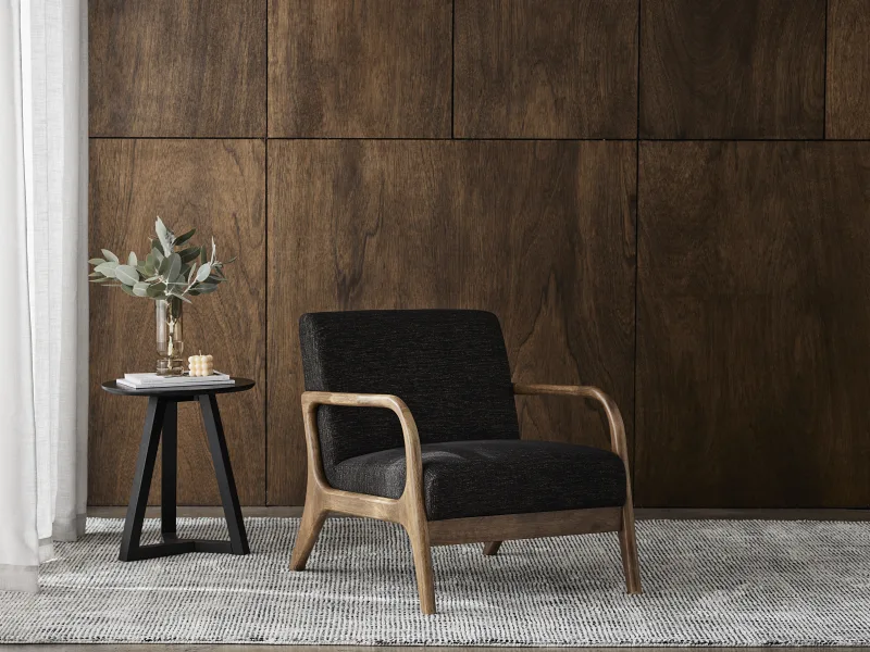 Paris Black Occasional Chair | Rustic Walnut | Hardwood Frame