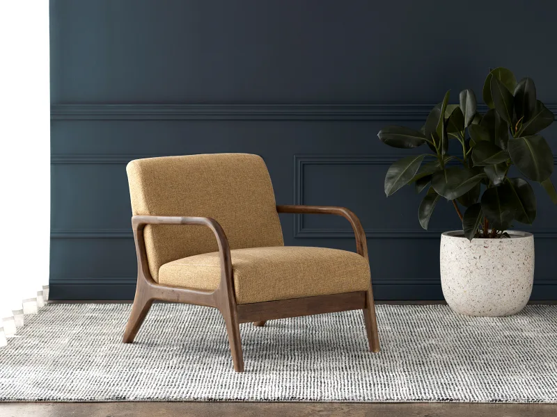 Paris Mustard Occasional Chair | Rustic Walnut | Hardwood Frame