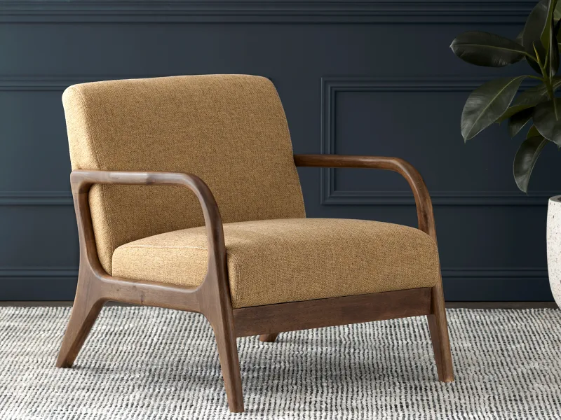 Paris Mustard Occasional Chair | Rustic Walnut | Hardwood Frame)