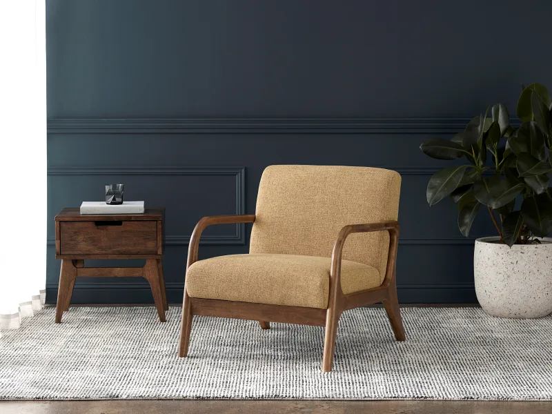 Paris Mustard Occasional Chair | Rustic Walnut | Hardwood Frame