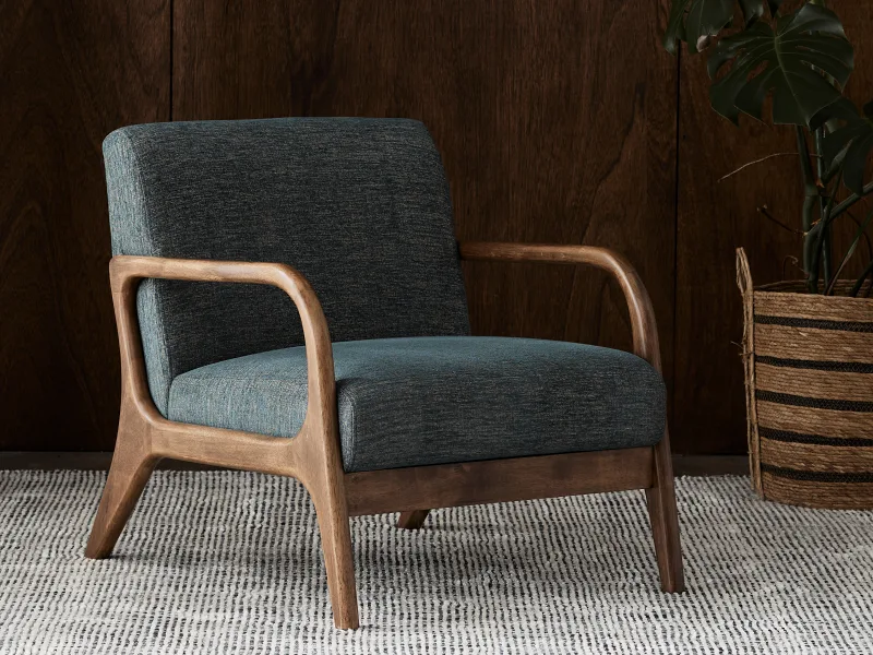 Paris Teal Occasional Chair | Rustic Walnut | Hardwood Frame