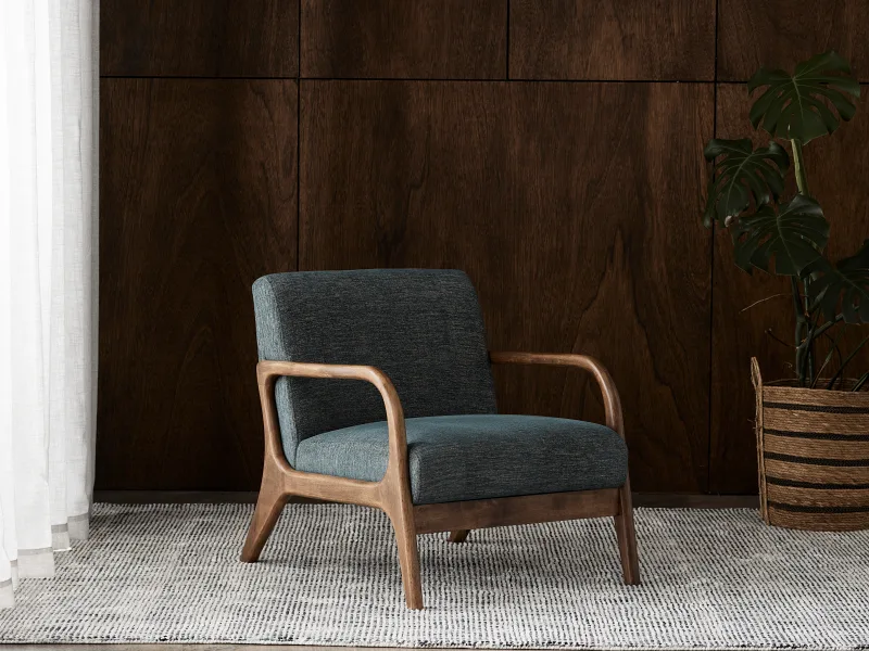 Paris Teal Occasional Chair | Rustic Walnut | Hardwood Frame