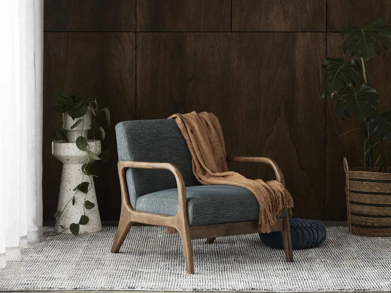 Paris Teal Occasional Chair | Rustic Walnut | Hardwood Frame