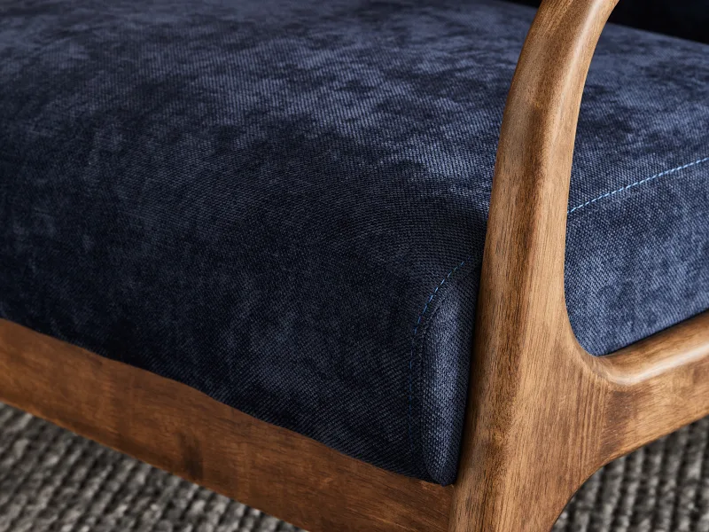 Paris Navy Blue Occasional Chair | Rustic Walnut | Hardwood Frame