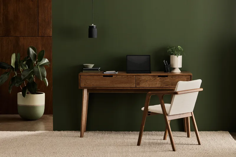 Paris Hardwood Office Desk | 2 Drawer | Rustic Walnut