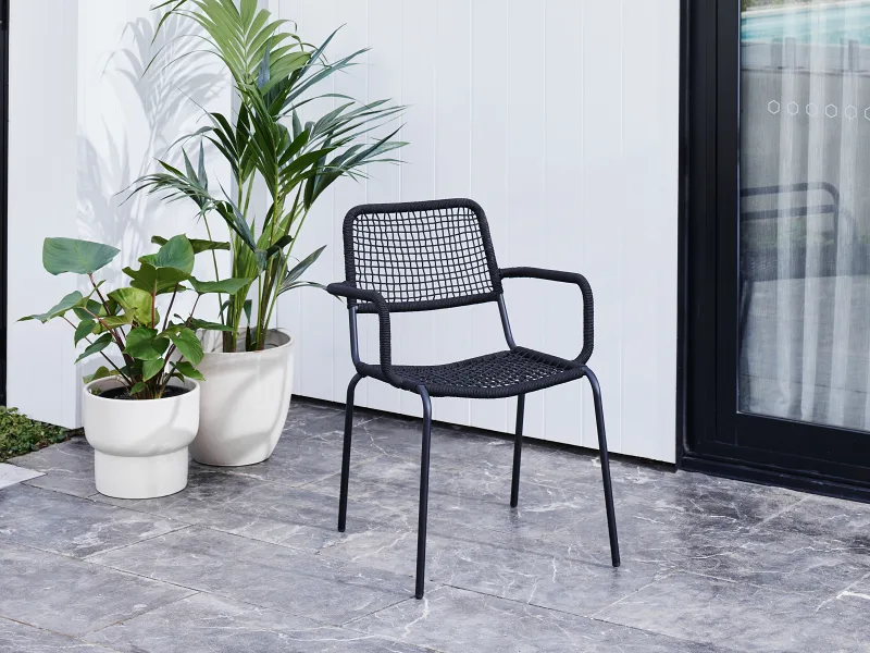 Bahamas Stackable Steel Outdoor Dining Chair | Black
