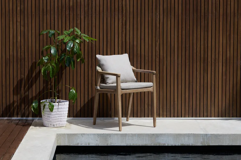 Caracas Acacia Outdoor Dining Chair | Light Brown Fabric