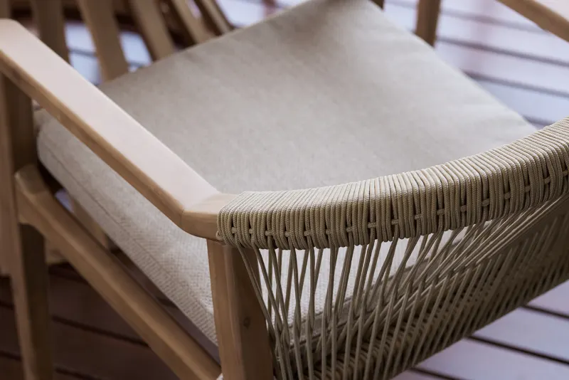 Caracas Acacia Outdoor Dining Chair | Light Brown Fabric