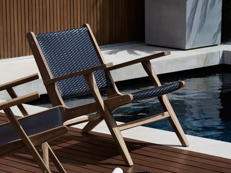 Delhi Dark Acacia Outdoor Occasional Chair | Black Rope