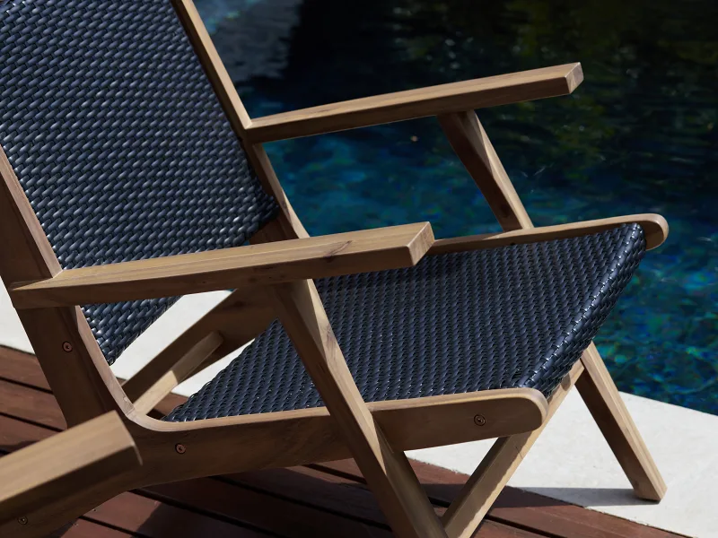 Delhi Dark Acacia Outdoor Occasional Chair | Black Rope