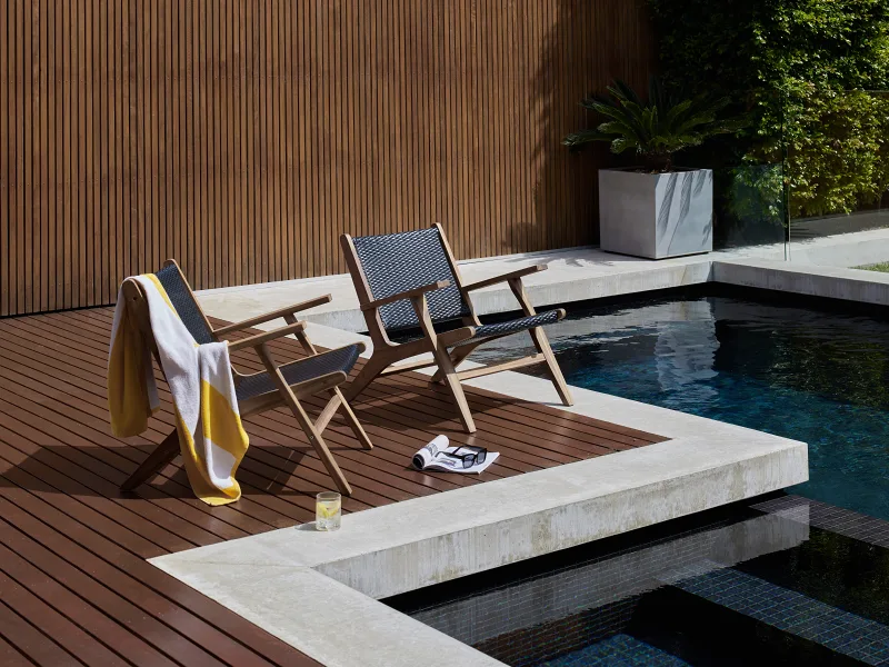 Delhi Dark Acacia Outdoor Occasional Chair | Black Rope
