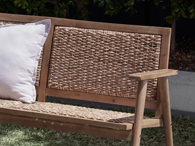 Manado Acacia & Wicker 2 Seater Outdoor Lounge
